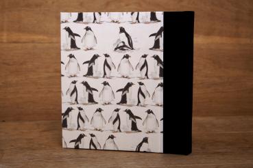 Preview: Pinguin Fotoalbum schwarz weiß mit Leinenrücken